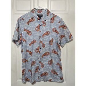Wallin & Bros Polo Shirt Lobster Southern Print Mens‎ Size Large Blue Seafood